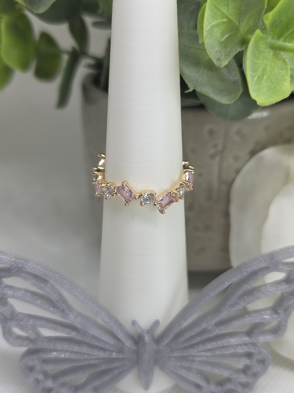 BP Fairytale Pink Band and Clear CZ On Gold Plating
